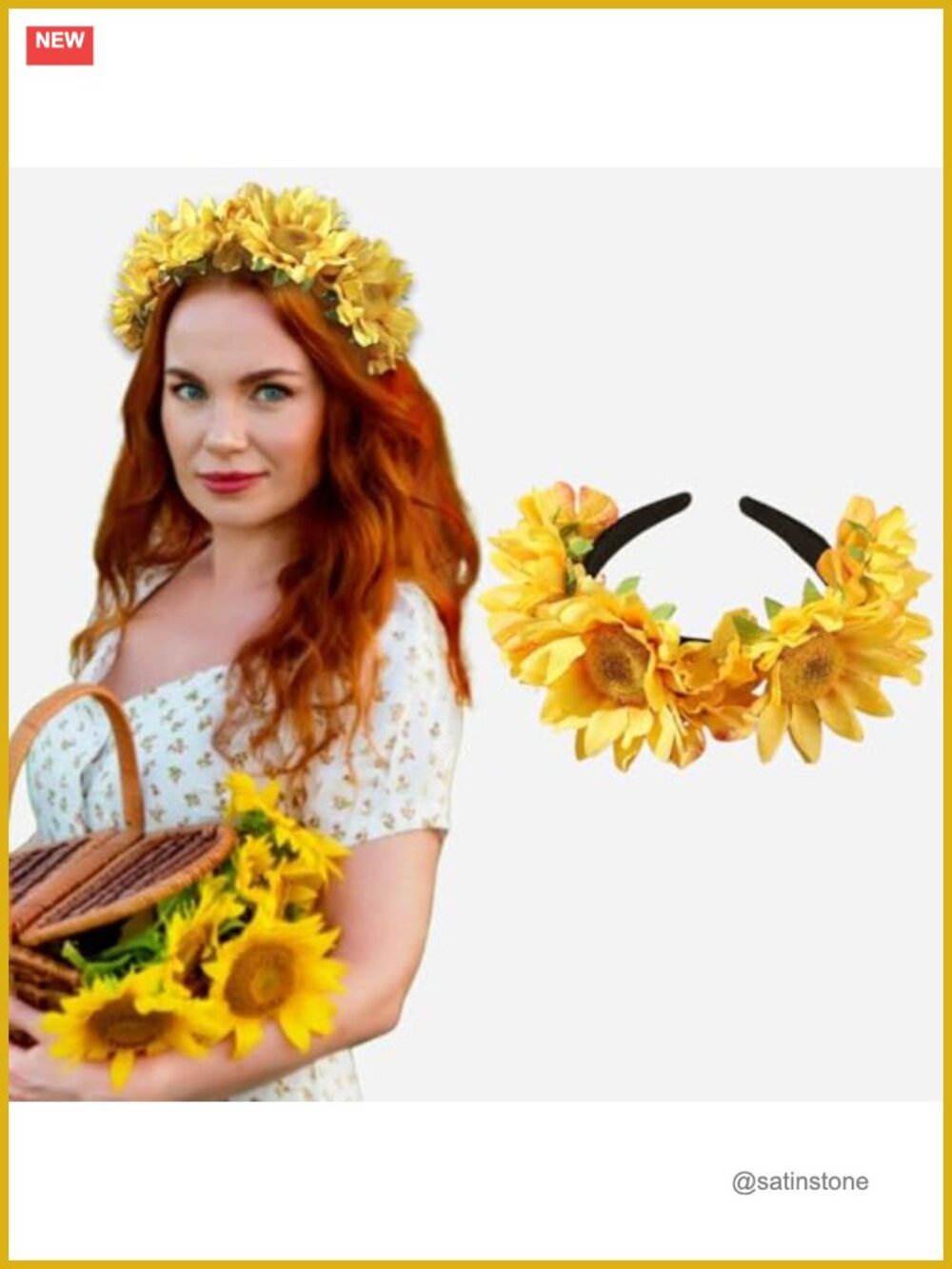 Sunflower Headband Floral Hair Hoop for Fall Thanksgiving Party